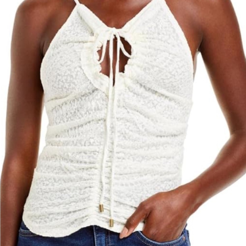 Free People Womens Love Her Lace Illusion Top Ivory size large